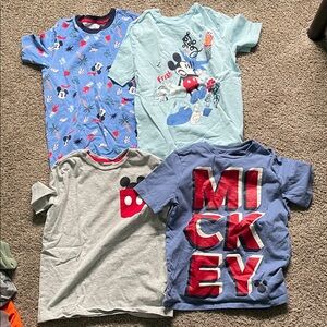 Amazon Essentials Kids Mickey Mouse Short Sleeve Tees - Blue, Light Blue, Gray